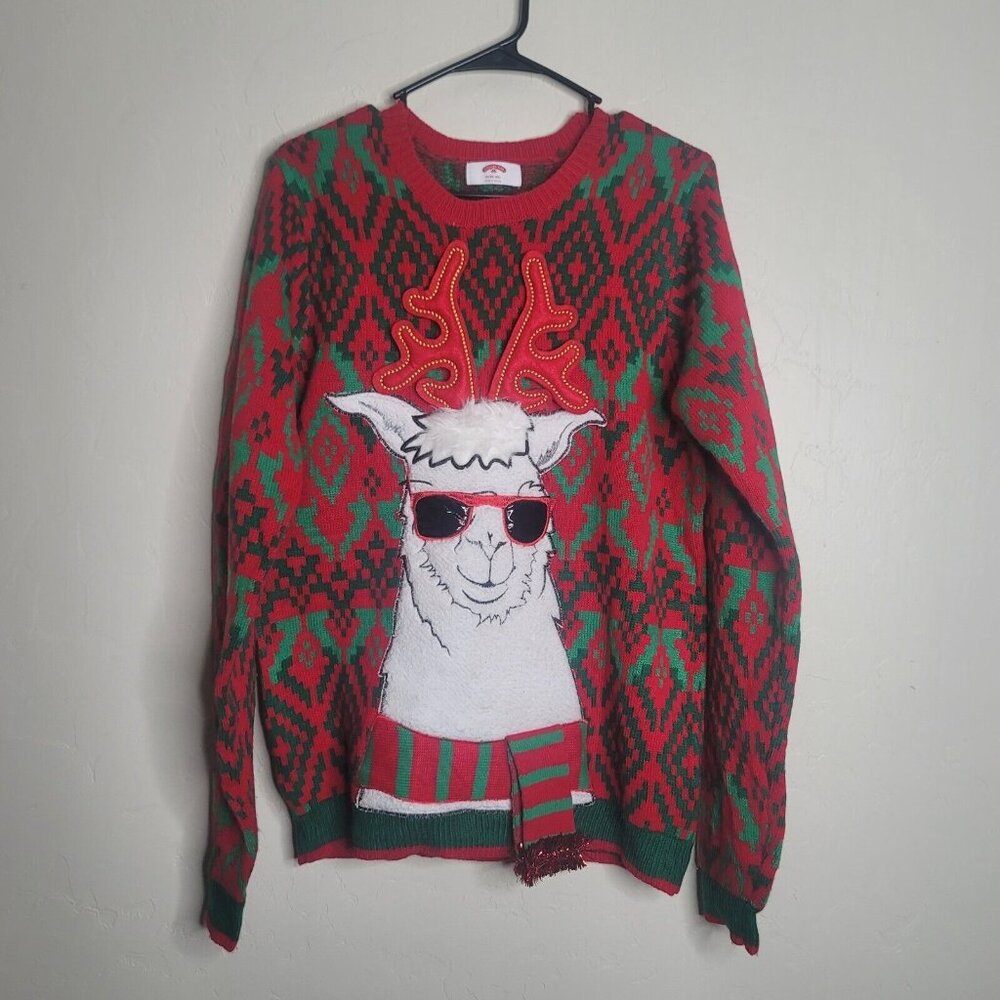 Holiday Time Llama Christmas Holiday Sweater Pull Over Size Medium 38-40